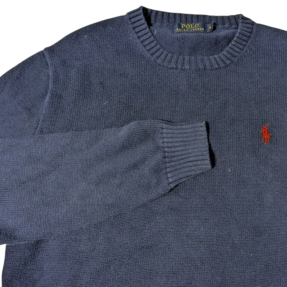Polo Ralph Lauren Men S Textured Cotton Crew Neck Sweater Long Sleeve Navy Blue